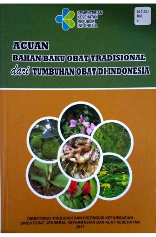 Sampul Acuan Bahan Baku Obat Tradisional dari Tumbuhan Obat Di Indonesia