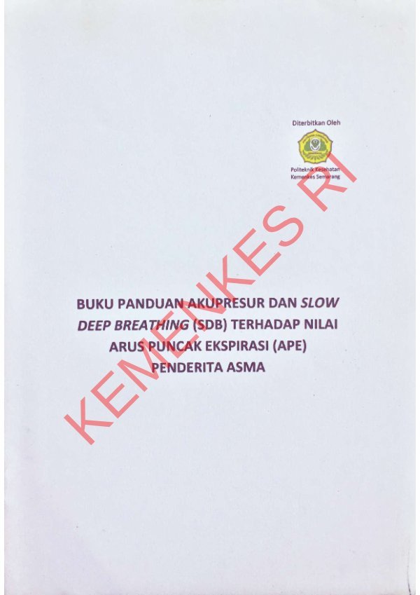 Sampul Buku Panduan Akupresur dan Slow Deep Breath (SDB) Terhadap Nilai Arus Puncak Ekspirasi (APE) Penderita Asma