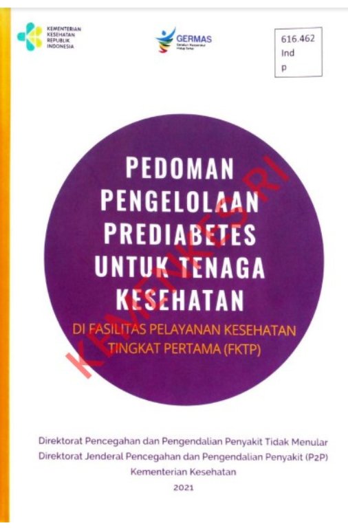 Sampul Pedoman pengelolaan Prediabetes Untuk Tenaga Kesehatan di Fasilitas Pelayanan Kesehatan Tingkat Pertama (FTKP)